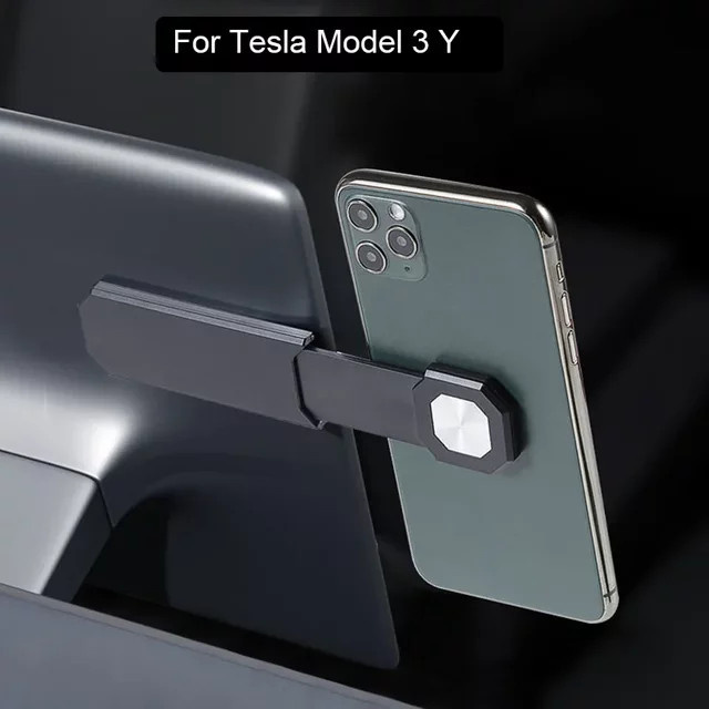 Magnetische Handyhalterung als Teleskop-Bildschirm-Erweiterung für Tesla Modell 3 und Model Y in Schwarz oder Rot - Bild 1