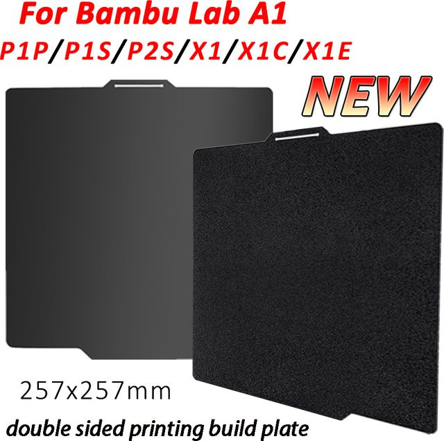 Bambulab PEI-Blatt Doppelseitige Druckplatte in Schwarz für P1P P1S X1C X1 und A1 Modelle B/B: 25,7 x 25,7 cm - Bild 1