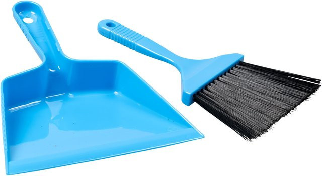 Genialo Mini-Besen und Kehrschaufel aus Kunststoff in Blau und Schwarz - Bild 1