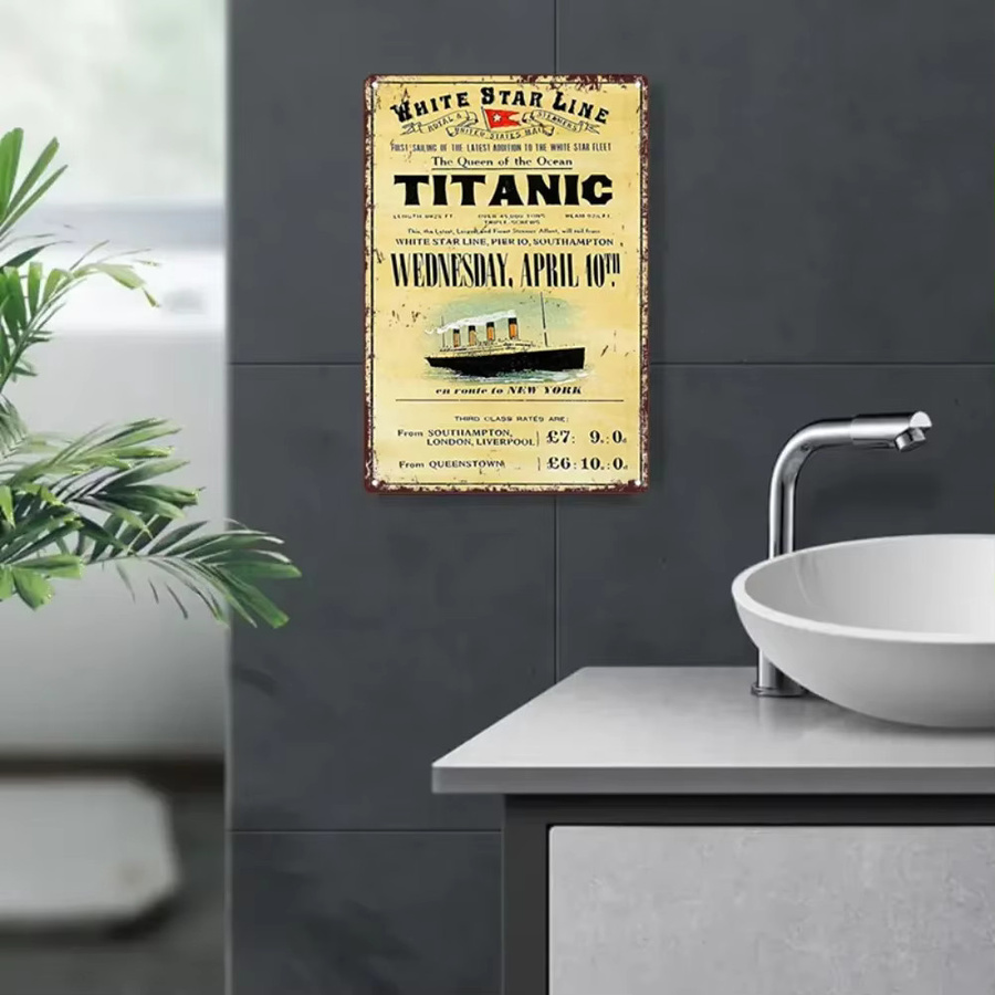 Potdemiel Vintage Titanic Metall-Wandkunst Retro-Eisenschild, B/H: 30,0 x 20,0 cm - Bild 4