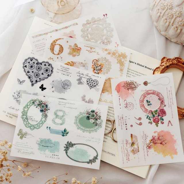 3er-Set Aquarell-Spitzenmuster-Aufkleber in Multicolour für deine DIY-Scrapbooks und Alben - Bild 1