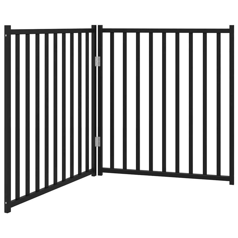 vidaXL Hundetor aus Massivholz Tanne, 2-teilig, faltbar, Schwarz, Breite: 160 cm - Bild 2