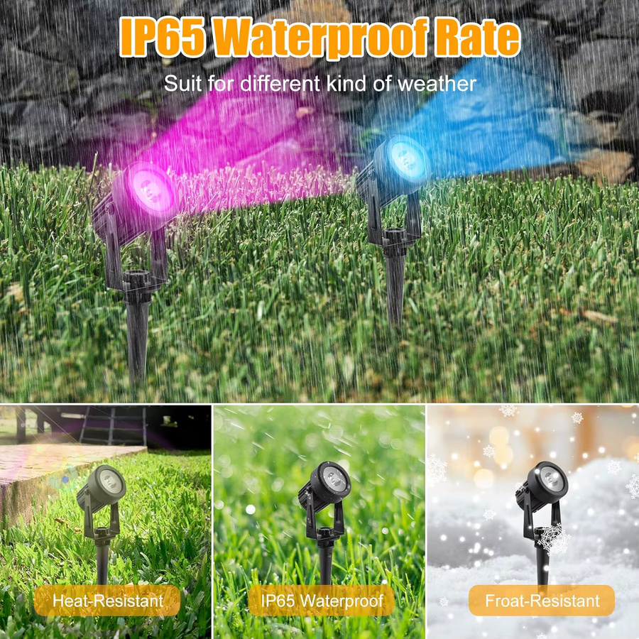 Crepow Solar-Wandstrahler mit RGB-Farbwechsel, IP65 wasserdicht, Schwarz - Bild 6