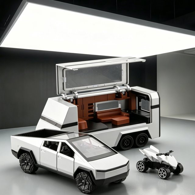 MAKEDA Elektro-Pickup-Wohnmobil, Spielzeugauto, 1:36, Metall, Grün - Bild 1