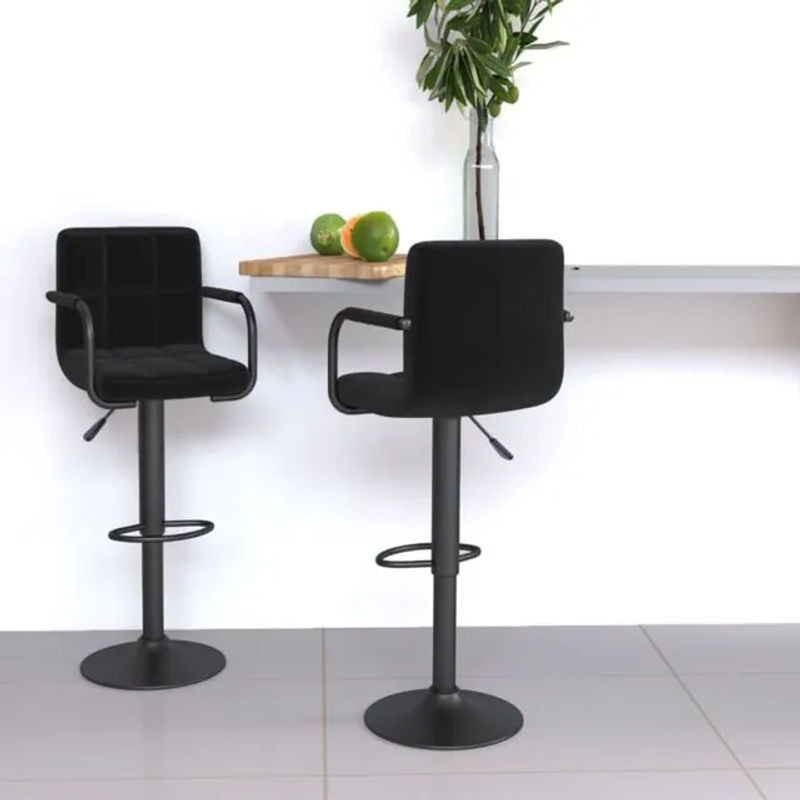 Set aus 2 Barhockern von vidaxl in Schwarz aus Stoff und Stahl im modernen Design - Bild 1