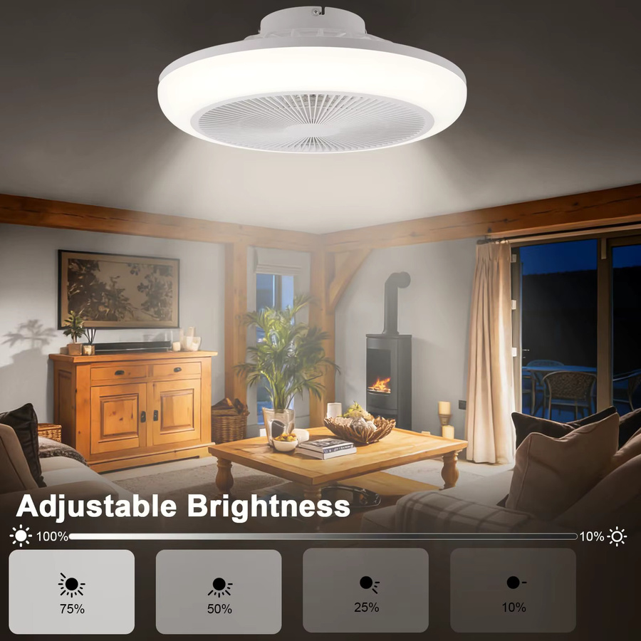IRALAN Deckenventilator mit LED-Licht in Weiß, modern und dimmbar mit Fernbedienung - Bild 3