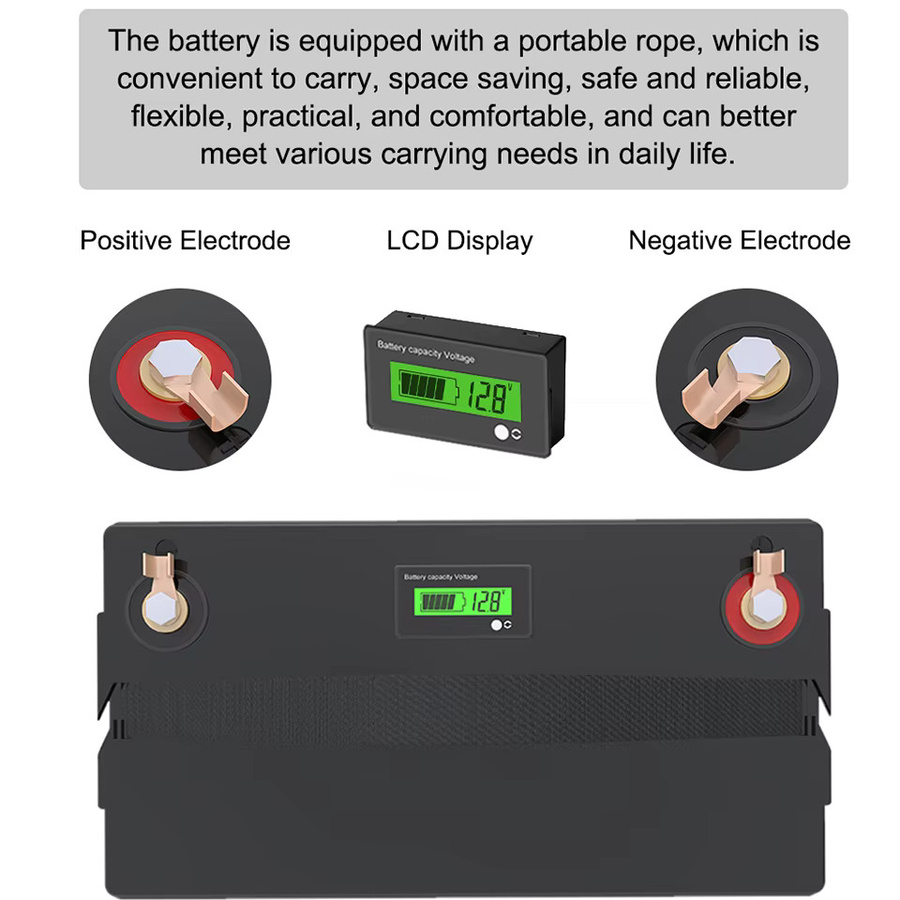VariCore LiFePO4 Lithium-Eisenphosphat-Batterie 12V/12,8V 100Ah mit BMS und Ladegerät, Schwarz - Bild 4