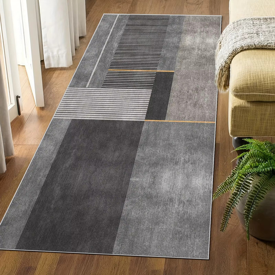 VIKAMA Minimalistischer geometrischer Teppich in Grau für Flur und Küche, B/T: 60 x 40 cm - Bild 3
