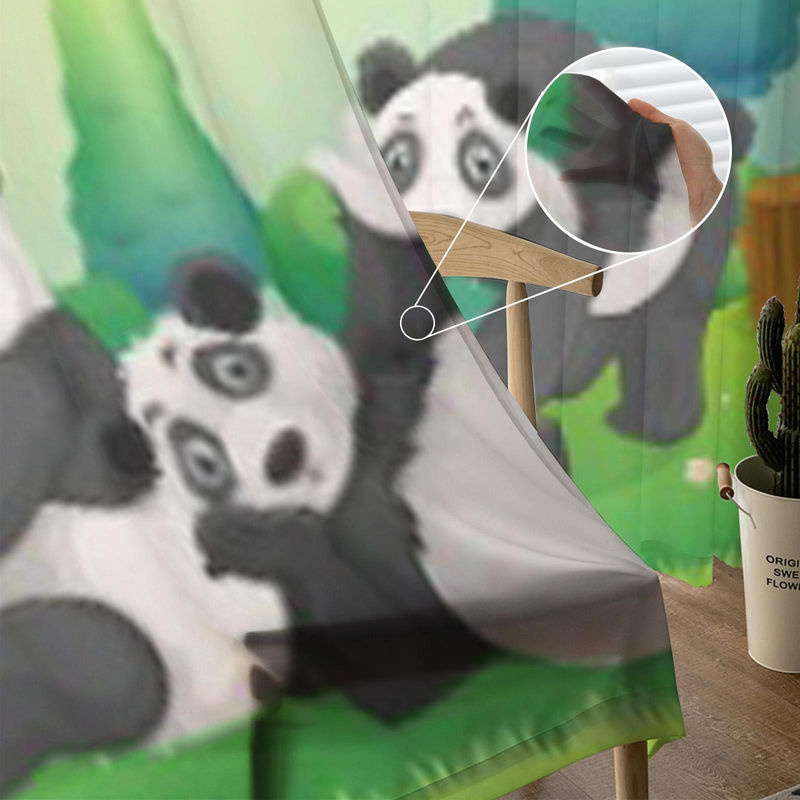 Super Six Chiffon-Sichtvorhang mit Panda-Motiv, weiß/mehrfarbig, B: 135 cm, H: 114 cm - Bild 5