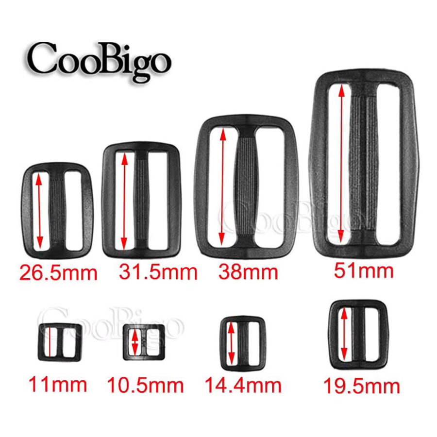 CooBigo Tri Glide Kunststoff-Schieber für Rucksackgurte und Gurtband, 10 Stück, Schwarz - Bild 2