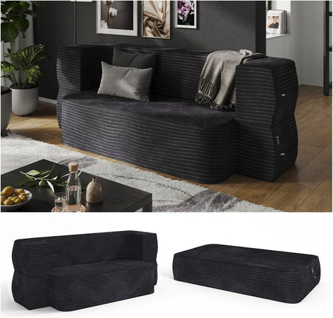 Vicco Schlafsofa Lille Schwarz mit Schlaffunktion Breite: 190 cm