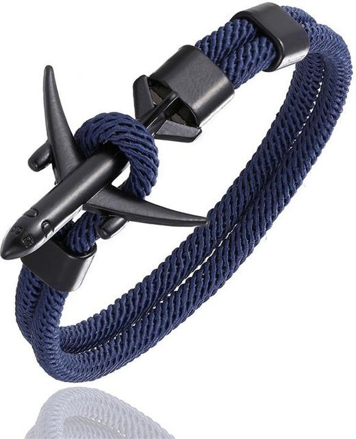 YULIN Armband, Flugzeug London Skyline, Zinklegierung, dunkelblau, Herren, 19cm - Bild 1