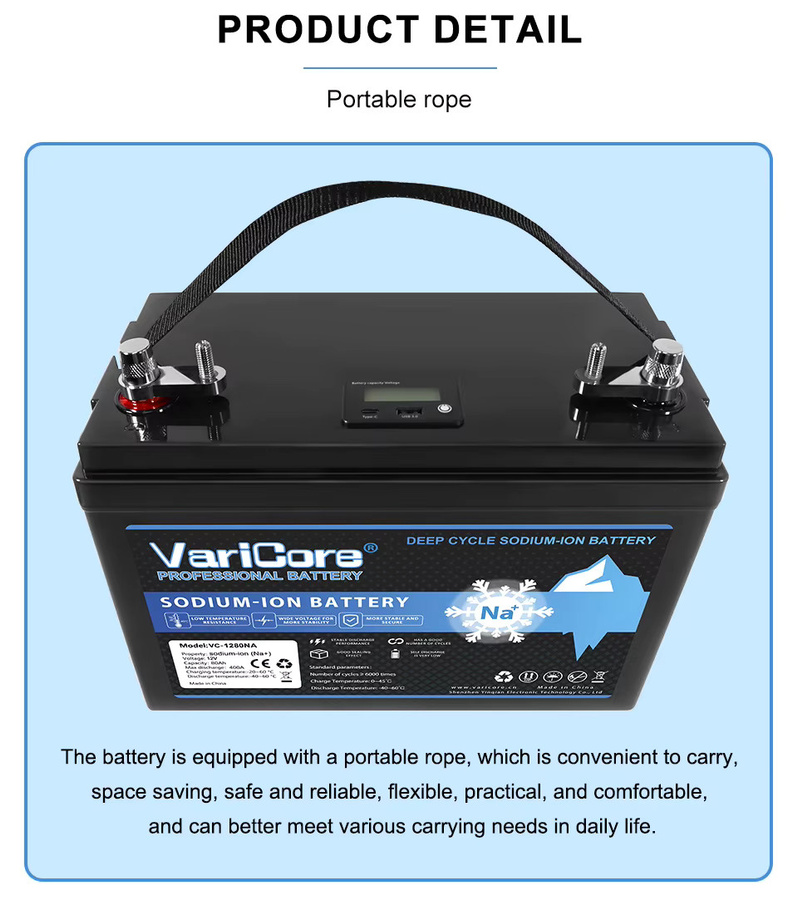 VariCore 12V 80Ah Natrium-Ionen-Batterie in Schwarz, kältebeständige und schnell aufladbare Deep-Cycle-Speicherbatterie für Solaranlagen, Wohnmobile und Boote - Bild 2