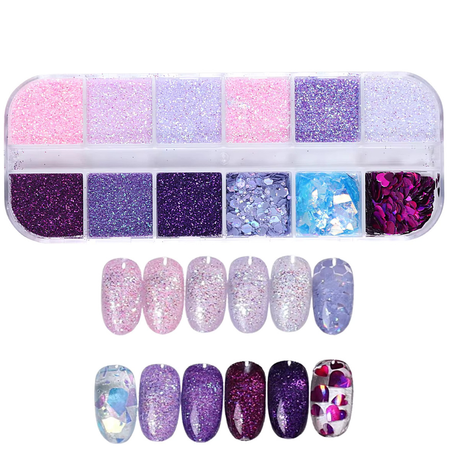 SWEET TREND Nagelglitzer, holografisch, rosa, lila, Sechseck-Design - Bild 6