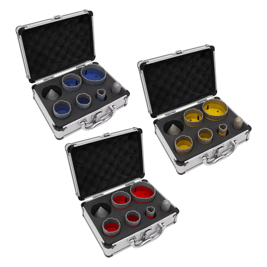 7-teiliges Diamantbohrer-Set von Bymaocar mit M14-Gewinde und Werkzeugkoffer für Fliesen, Marmor und Ziegel in Gelb und Multicolour - Bild 3