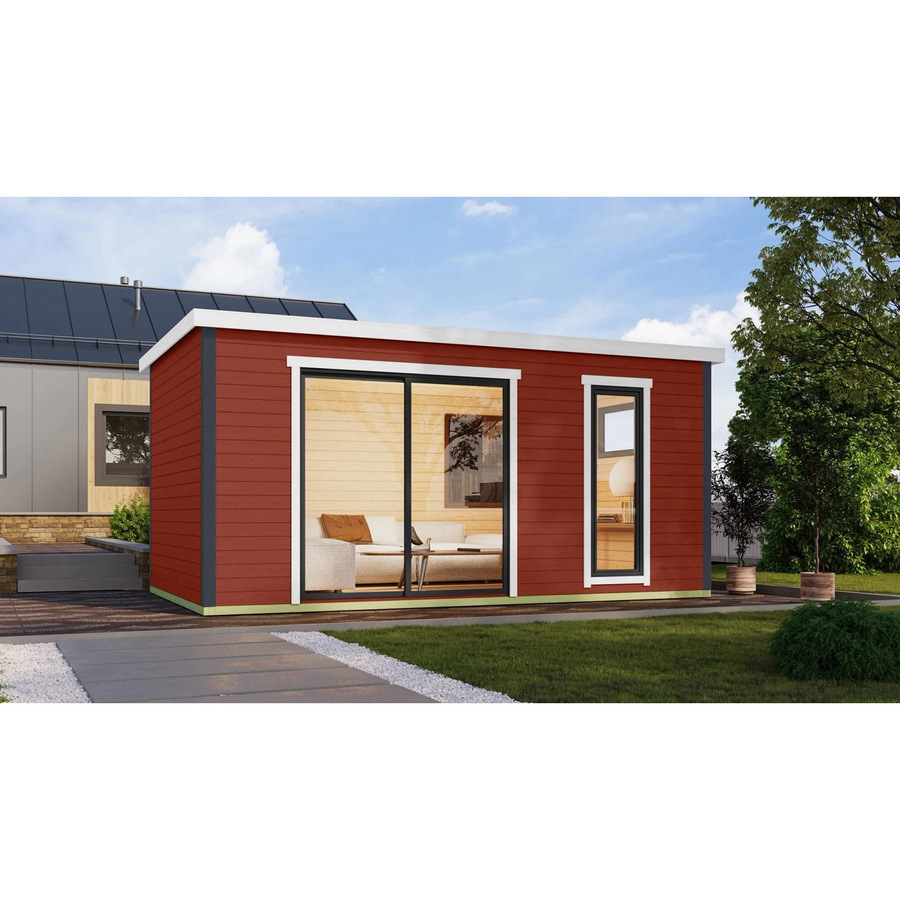 Lasita Blockbohlenhaus Austin Gartenhaus mit Flachdach in Rot, B/H/T: 525,2 x 239,4 x 315,2 cm - Bild 2