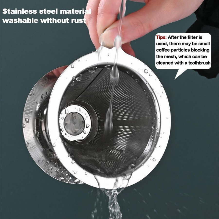 Wipon Kaffeefilterhalter aus doppellagigem Edelstahl 304 in Silber zum Aufgießen von Kaffee und Tee - Bild 2