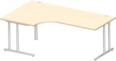 Schäfer Shop Select Winkelschreibtisch COMBITEC mit C-Fuß, 90° Winkel links, Ahorn/weiß, B: 200 cm, T: 120/80 cm, H: 67,7-81,7 cm - Bild 1