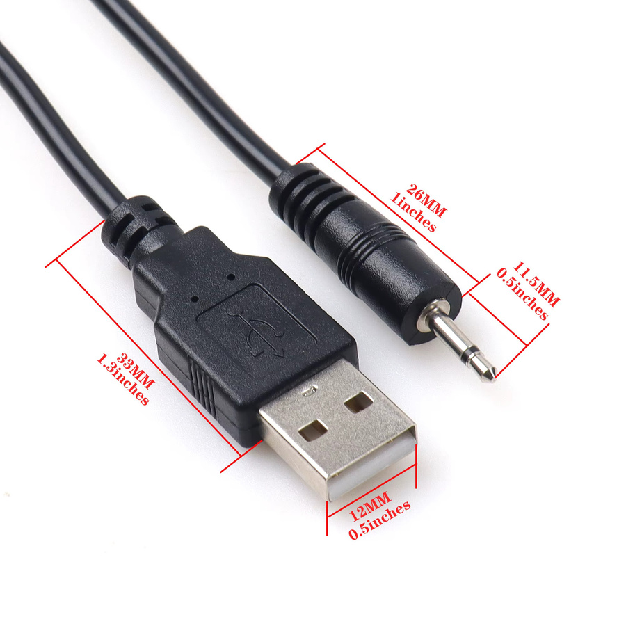 LANO USB auf 2,5 mm Mono Audiokabel zum Laden und für Audio, passend für Kopfhörer, Mikrofone, Auto-Audio und Bluetooth-Headsets - Bild 2