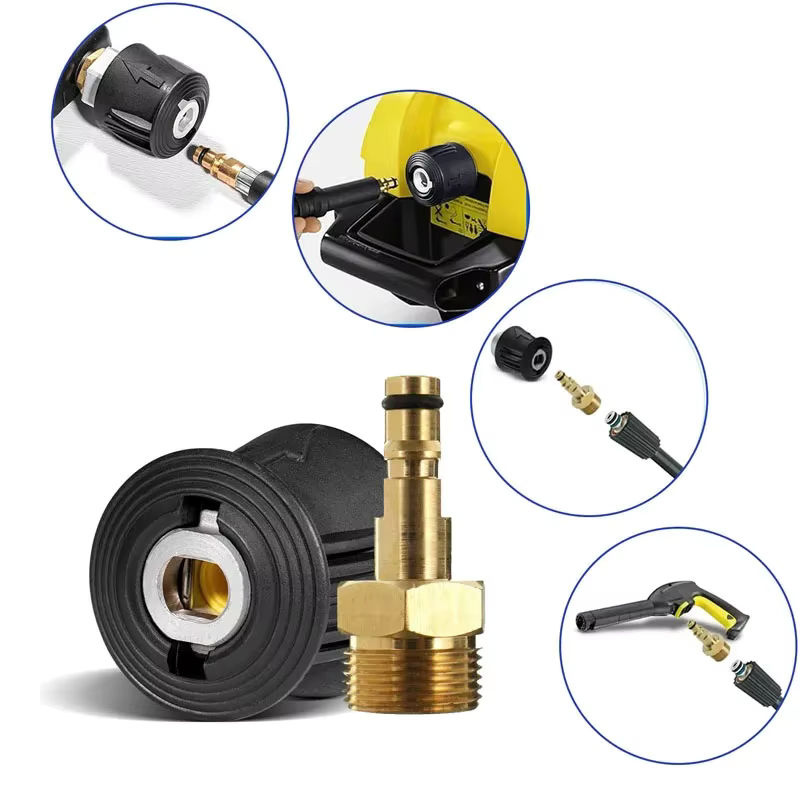 M22 Quick Connect Adapter M22 14mm Stecker für Karcher K2-K7 mit Messing Unterlegscheibe zur Konvertierung von Pistole, Schlauch und Rohr - Bild 7