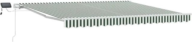 vidaXL Einziehbare Markise in Grün und Weiß aus Stoff und Stahl, B: 400 cm, T: 300 cm - Bild 1