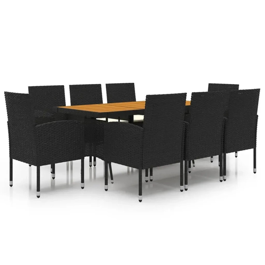 vidaXL 9-teilige Garten-Essgruppe aus Poly Rattan in Schwarz - Bild 2