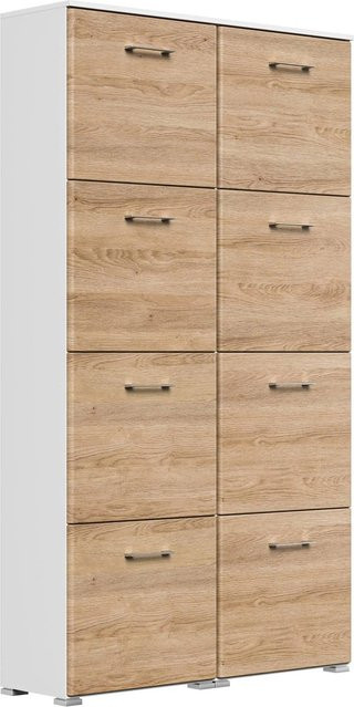 Posseik Schuhschrank Elite mit 8 Klappen für 32 Paar Schuhe in Weiß-Eiche, B: 104,8 cm, H: 186,9 cm, T: 31,6 cm - Bild 1
