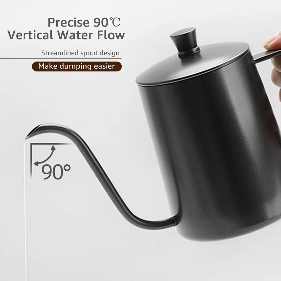 MYVIT Pour-Over Kaffeekessel aus Edelstahl mit Schwanenhals-Ausguss, 350/600 ml, Silber oder Schwarz - Bild 4