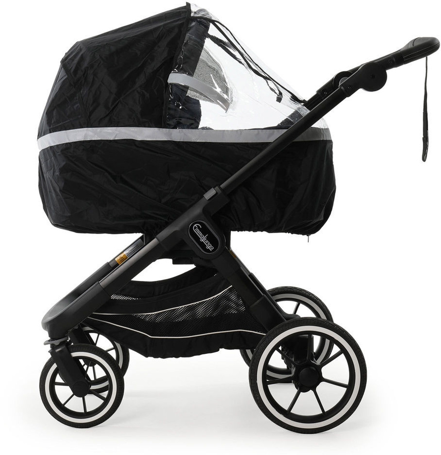 Emmaljunga Regenschutz LARGE für Flat und Carrycot in Schwarz mit Reflexstreifen - Bild 1