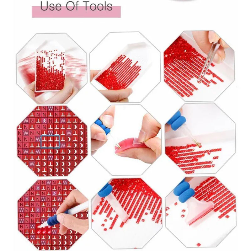 FIYO 5D Diamantgemälde Rote Rose Blumen Schwarz-Weiß-Serie mit Full Round Diamanten, B/H: 50 x 70 cm, Hellbraun - Bild 2
