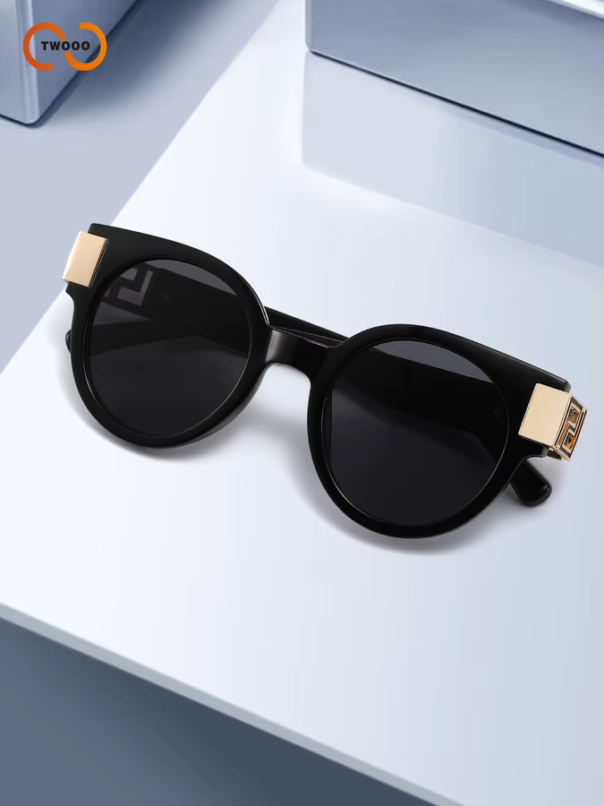 TWOOO Sonnenbrille Cat-Eye, Vollrand, Metall, Damen, gold, black - Bild 3