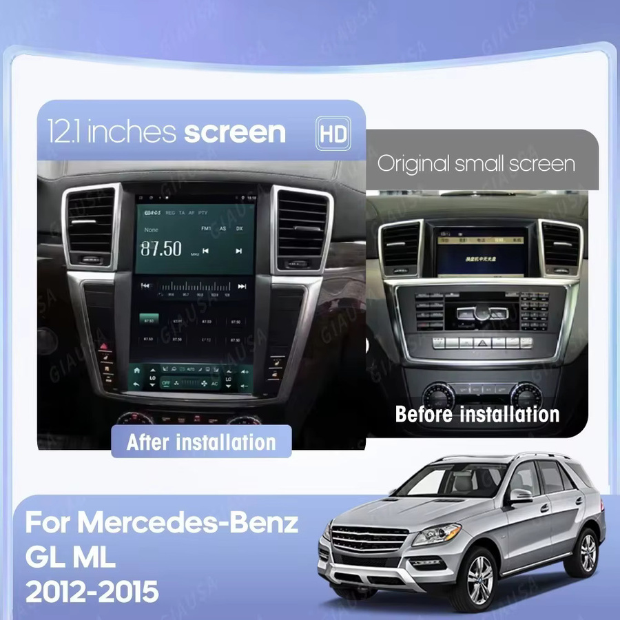 YANFU Android Multimedia Video Player mit GPS Navigation und CarPlay für Mercedes Benz GL ML W166 X166, 12,1 Zoll, Schwarz - Bild 2