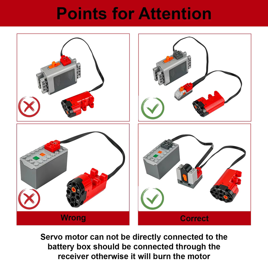Wishiot MOC Power Functions Hochgeschwindigkeits-M-Motor XL Servomotor in Rot für Bausteine 88003 88004 8882 - Bild 3