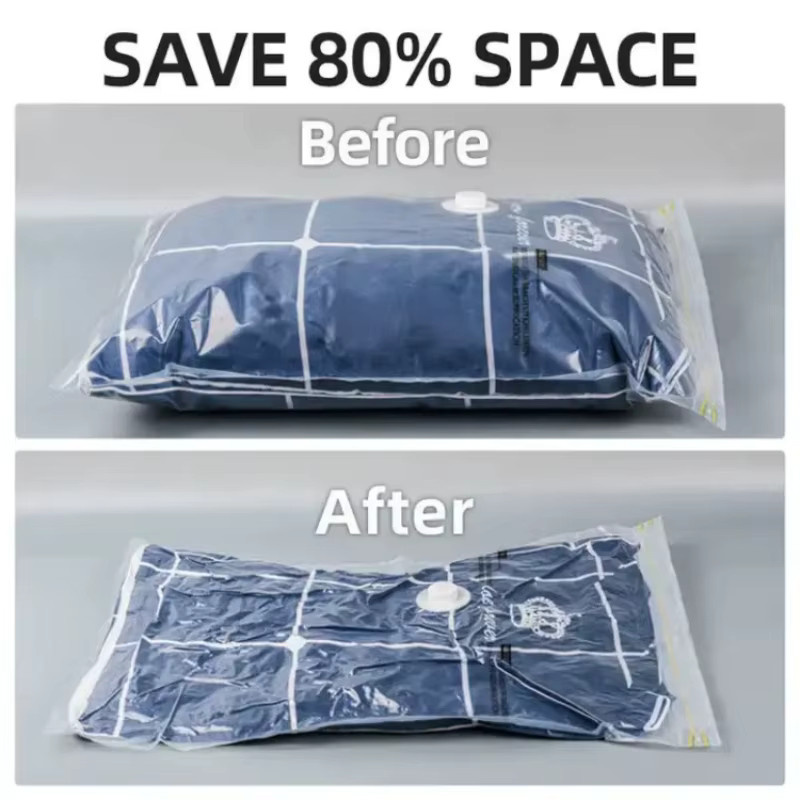 PEISI Vakuumbeutel Set mit Pumpe zur Kleideraufbewahrung, transparente Kunststoff-Kompressionsbeutel für Reise und Ordnung, 3-5 Stück - Bild 2