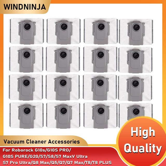 WINDNINJA Staubbeutel-Zubehör in Weiß für Roborock G10s, G10S PRO, G10S PURE, G20, S7, S8 Pro Ultra, S7 MaxV Ultra, S7 Pro Ultra, Q8 Max, Q5, Q7, Q7 Max und T8 - Bild 1