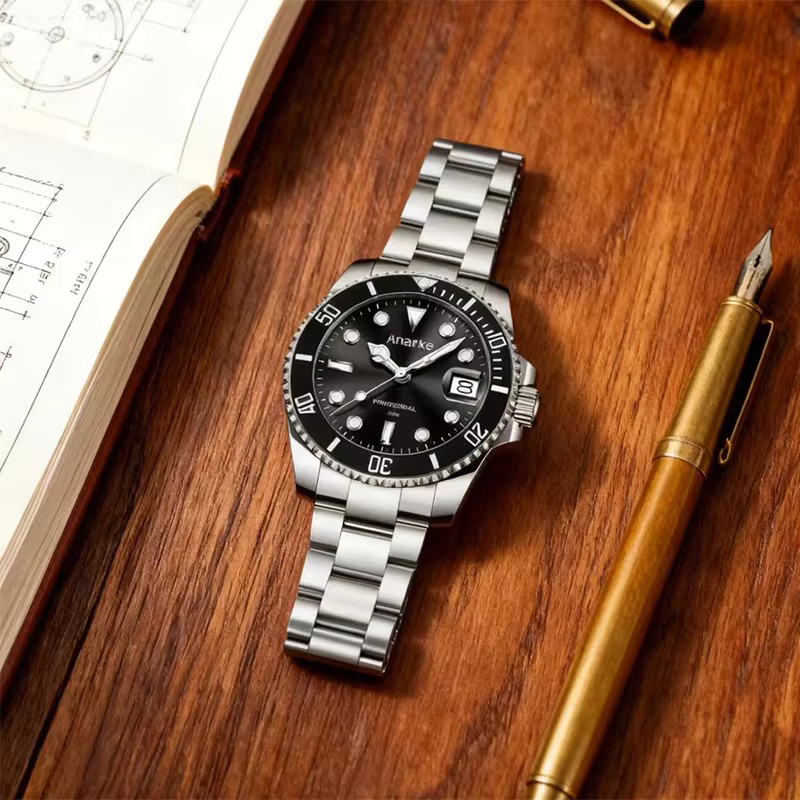 Chronos Armbanduhr Quarz, Edelstahl, Schwarz, Herren - Bild 4