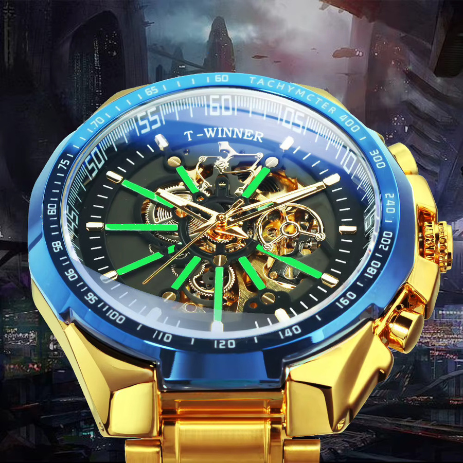 WINNER Automatik-Armbanduhr, Edelstahl, Schwarz, Herren - Bild 3