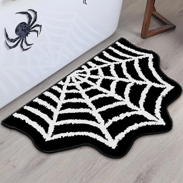 VIKAMA Halloween-Teppich mit schwarzer Spinne, rutschfeste Matte für das Badezimmer, Farbe: Schwarz, B/T: 60 x 40 cm - Bild 1