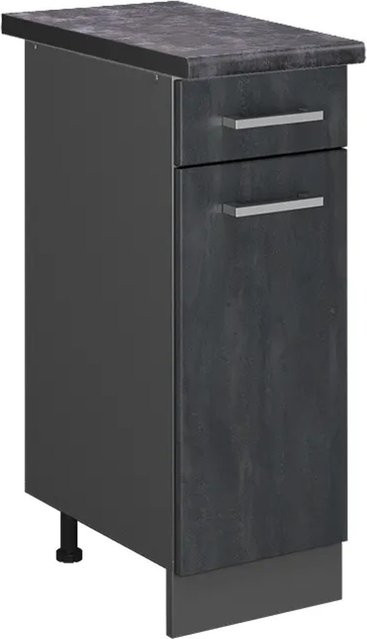 Vicco Küchenunterschrank R-Line Schubladenschrank in Schwarz Beton und Anthrazit mit Arbeitsplatte, Breite: 30 cm, Tiefe: 30 cm, Höhe: 30 cm - Bild 2