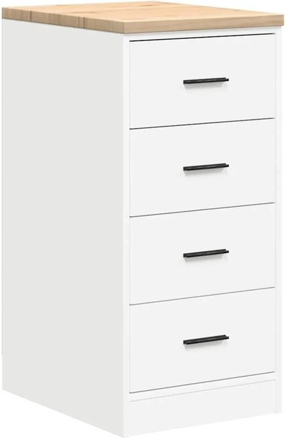 vidaXL Garagen-Aufbewahrungsschrank aus Kiefer Massivholz in Weiß, B: 40 cm, T: 51 cm, H: 85 cm - Bild 1