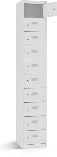 rotstahl Wertfachschrank mit 10 Fächern in Hellgrau, B/T/H: 42,5 x 30 x 180 cm - Bild 1