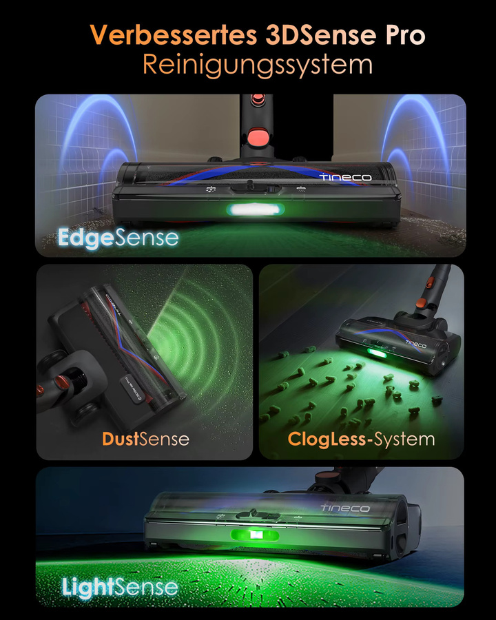 Tineco Pure ONE S70 Akku Staubsauger in Orange mit 200 AW Saugkraft, LED-Beleuchtung, 3DSense Pro Reinigungssystem, ZeroTangle-Bürste und bis zu 95 Min. Laufzeit - Bild 2