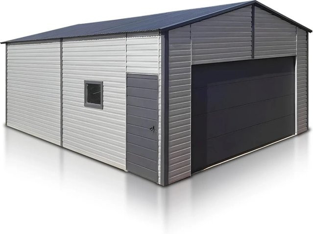 Liderstal Premium Sektionalhalle aus Blech in Graphit Grau mit Fenstern und 2 Fernbedienungen B: 600 cm, H: 850 cm - Bild 1