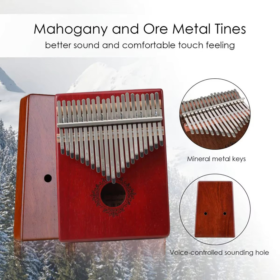 Miwayer Kalimba Daumenklavier, 17/21 Tasten, Mahagoniholz, mit Zubehör - Bild 2