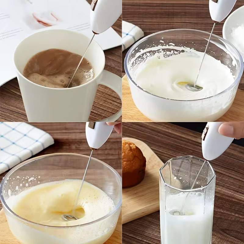 XIADYINJIA Elektrischer Milchaufschäumer und Handmixer in Weiß mit 3 Geschwindigkeitsstufen für Kaffee, Sahne und Backzubehör - Bild 4
