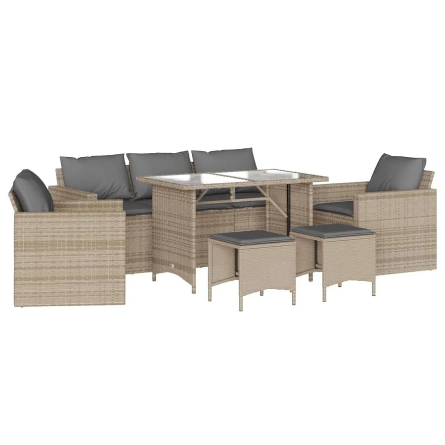 vidaXL 6-tlg Garten-Sofagarnitur aus PE-Rattan in Beige mit Kissen und pulverbeschichtetem Stahlgestell - Bild 2