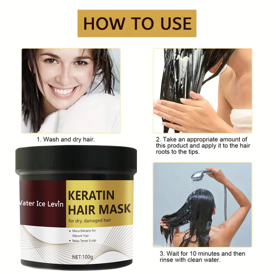 Water Ice Levin Keratin Haarmaske Creme, für strapaziertes Haar, Unisex - Bild 5