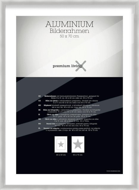 Premium Living Bilderrahmen aus Aluminium in Silber, B: 50 cm, H: 70 cm - Bild 1
