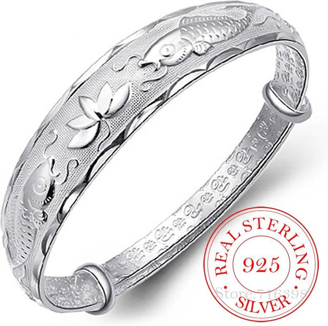 Wucifang Jewelry Armband, 925 Silber, Lotus Karpfen, Damen - Bild 1