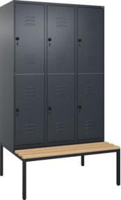 C+P Doppelstock-Spind Classic PLUS Sitzbank mit 3 Abteilen, Buche-Hartholz und Sicherheits-Drehriegel, B/T/H: 212,0 x 120,0 x 81,5 cm - Bild 1